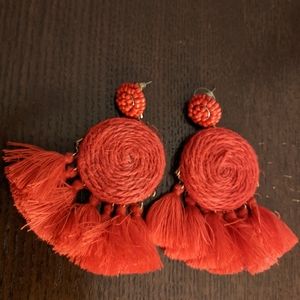 PUG Isabella Tassel Earrings in Red